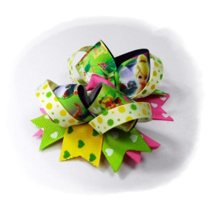 Tinker Bell Grosgrain Ribbon Girls 4" Boutique Bow Hair Bows ( Hair Clip or Hair Band ) 